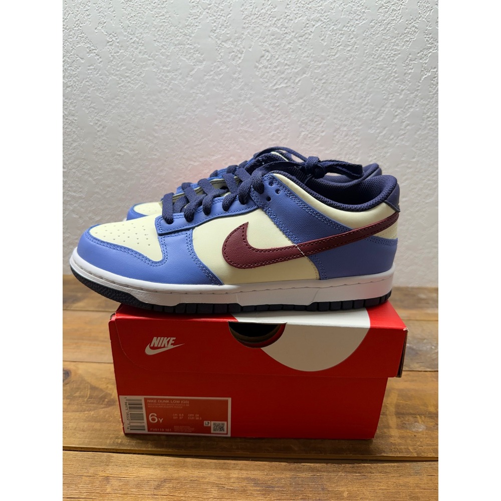 Nike Dunk Low GS Sail Team Red Purple Ink FV8119-161 Size 6Y